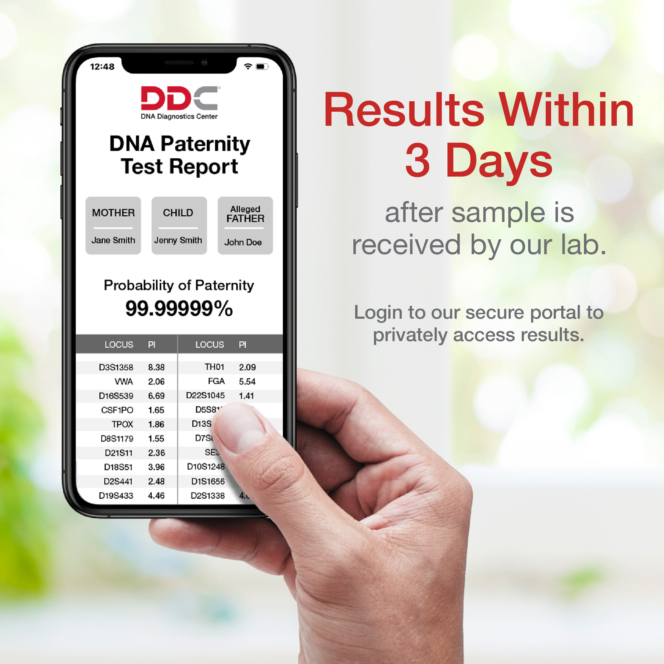 paternity results within 3 days